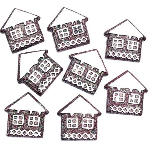 20Pcs Mixed 24x23mm House Resin Decoration Craft Flatback Cabochon Embellishments For Scrapbooking Cute Diy Accessories