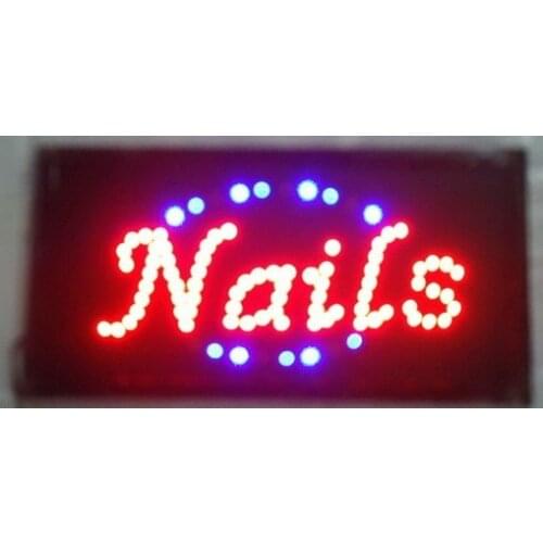 2017 direct selling custom led sign 10x19 Inch Semi-outdoor Ultra Bright running nail store signboard