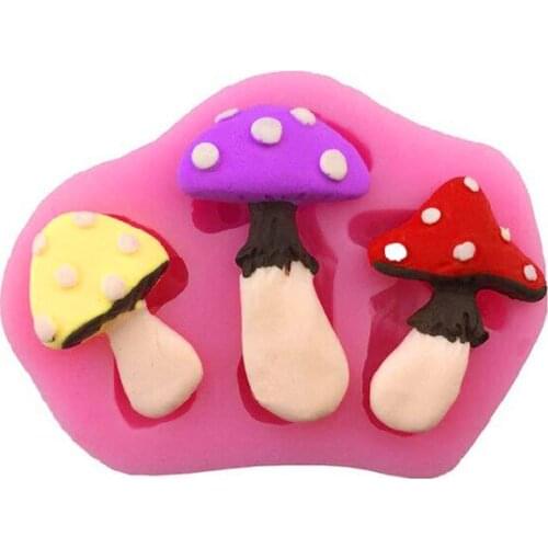 3Holes Mushroom Shaped Silicone Molds for Chocolate Cake Decoration Mould Fondant Mold christmas decorationsTools F0655