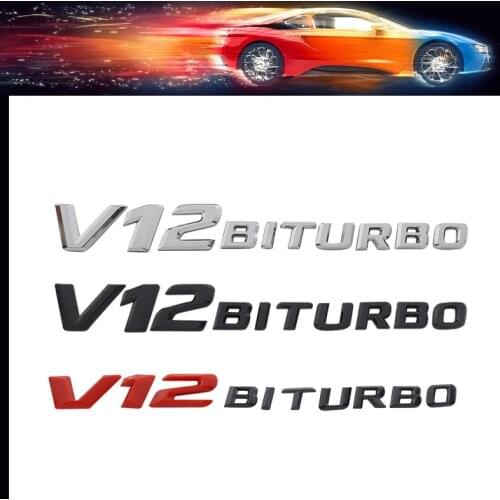 3D Premium ABS V12 BITURBO car Hood Fender trunk Bonnet Nameplate Decal Emblem Badge Sticker for C43 C63 C63S E43 E53 E63S S65L