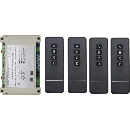 4 * transmitter 12V 24V 36V 48V 4CH 30A long distance RF Wireless Remote Control Switch Learning Code Momentary Toggle Latched