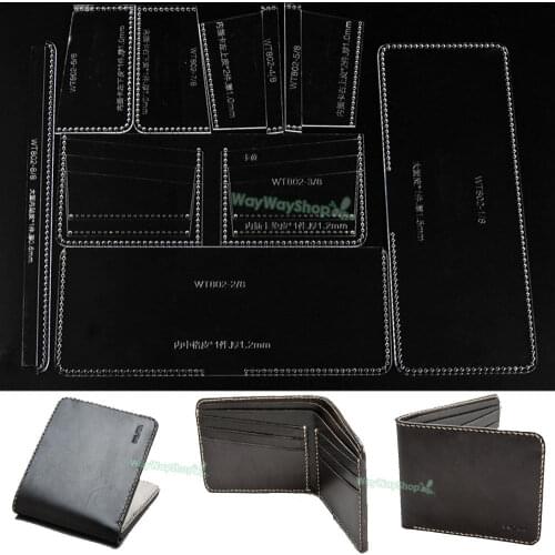1 Pcs Acrylic Wallet Pattern Template Tools Model WT802 for Handwork Men purse Leathercraft DIY