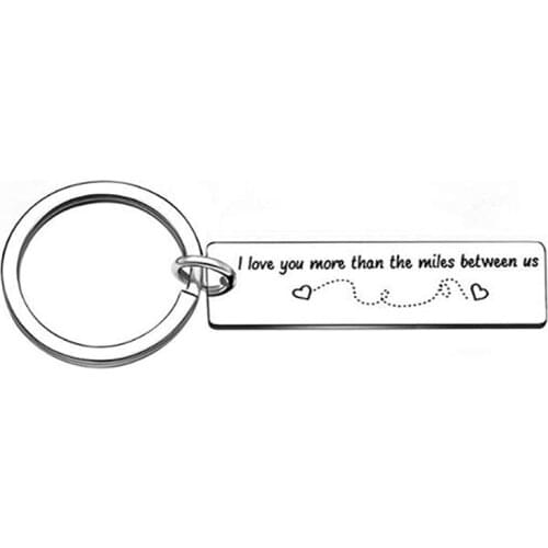 Love Keychains for Couples I Love You More Than The Miles Between Us Long Distance Relationship Gift Going Away State Keychain