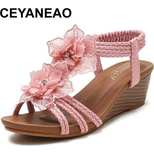CEYANEAO 2021 Fashion Sexy Women Sandals Lovely College Office Student Casual Comfort Light Walking Outdoor Ladies Shoes Flower