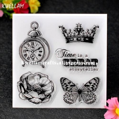 Time is a GREAT storyteller Clock Scrapbook DIY photo cards account rubber stamp clear stamp transparent stamp 10x10cm 7063036