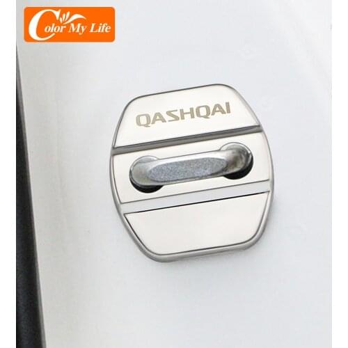 Color My Life Stainless Steel Car Door Lock Protection Cover Trim for Nissan Qashqai J10 J11 2009 - 2021 Door Locks Protector