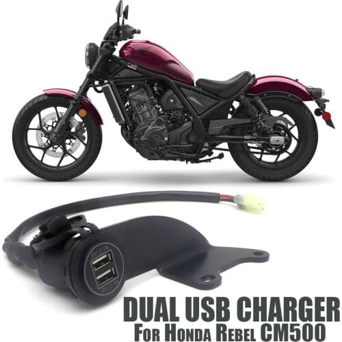 For Honda Rebel CM500 CM 500 Double USB Port W/ LED Light Motorcycle Dual USB Charger Cigarette Lighter Adapter Phone Charger