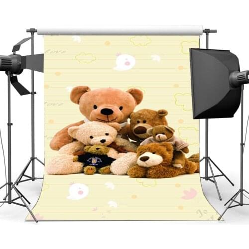 Photography Backdrop Happy Birthday Cartoon Lovely Bear Baby Shower Backdrops