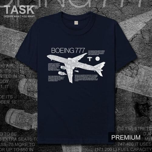 Civil airliner B777 Pattern painted cotton Short sleeve t-shirt mens casual hipster streetwear summer Teen Male sport tees tops