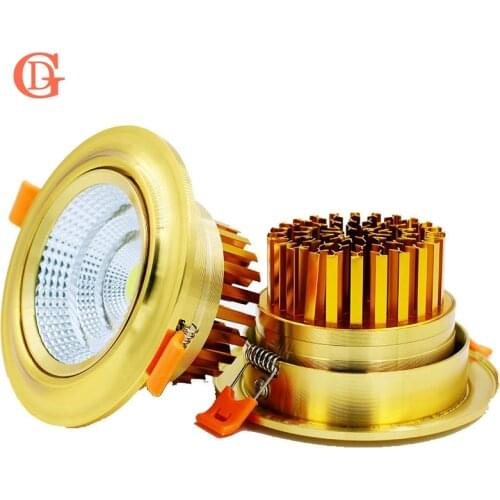 GD 5W 7W 10W 12W 15W 20W LED Downlight 85-265VAC COB Recessed LED Downlights Dimmable LED Spot Golden face W/Driver For Hotel