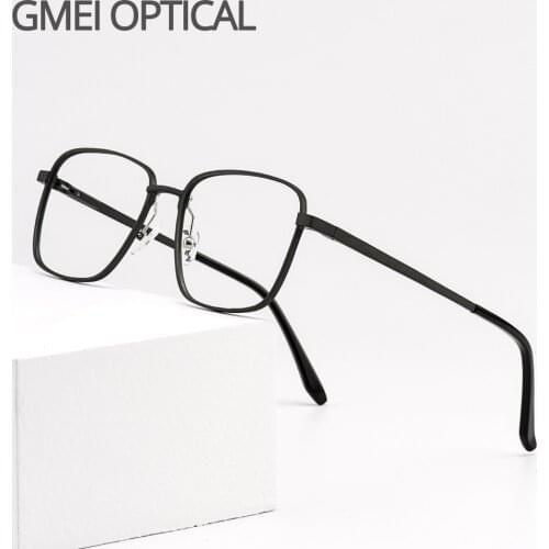 Gmei Optical Business Men Aluminum Magnesium Glasses Frame With Spring Hinges Brand Designer Square Spectacles Frames GF9010
