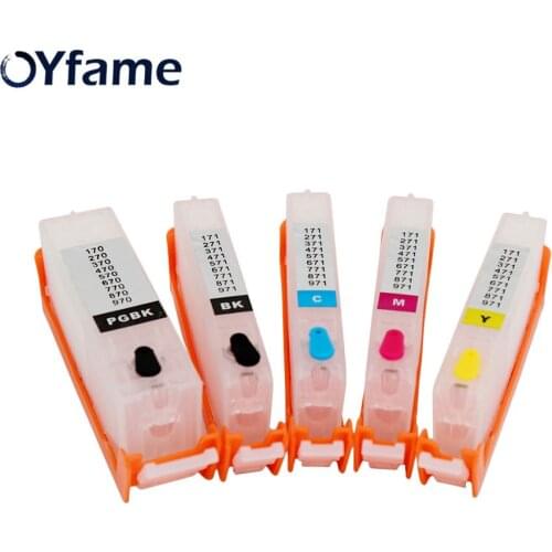 OYfame 5pcs 370 371 Ink Cartridge With ARC Chip Compatible For Canon PIXMA MG5730 TS5030 Printer For Canon 370 371 Cartridge