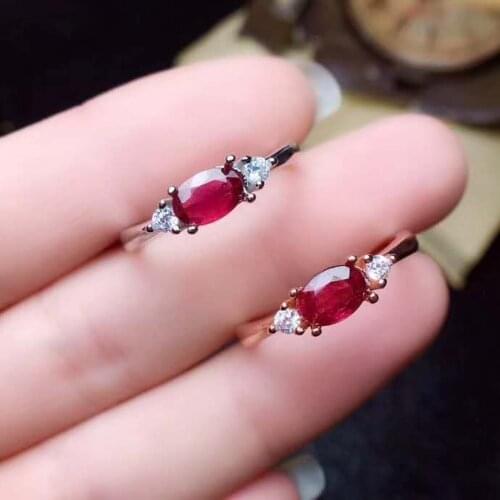 Natural And Real Red Ruby Ring 925 Sterling Silver Rings for Wedding Rings Silver 925 Gemstones Jewelry Fine Jewelry