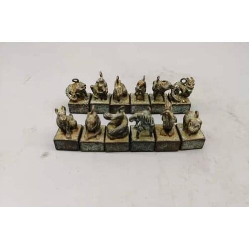 Collect Chinese old bronze 12 animals seal