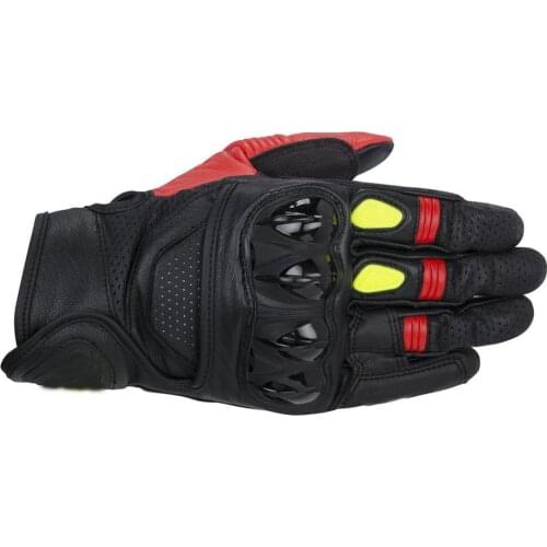 Alpines Gp Celer Leather Gloves for Street Bike Riding Racing Motorcycle Mens Black Gloves