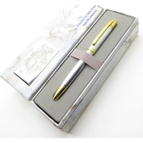 Wings Marble T306 Gold Chrome Herringbone Ballpoint Pen | İsme Special Pen | Gift Pen
