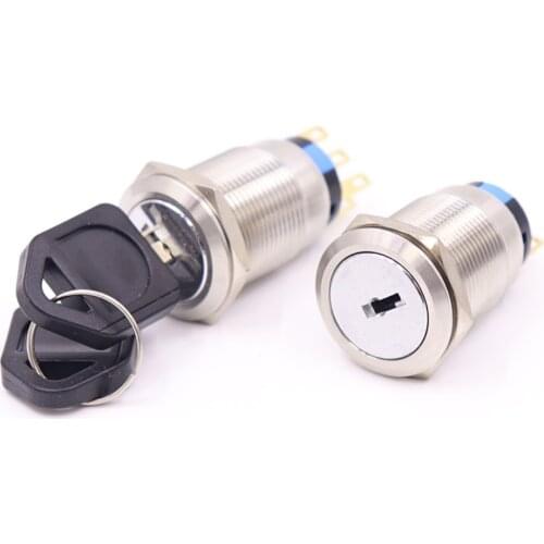 19mm 22MM latching 2/3 position key push Button Metal Push Button Switch 1NO 1NC/2NO 2NC Stainless steel waterproof