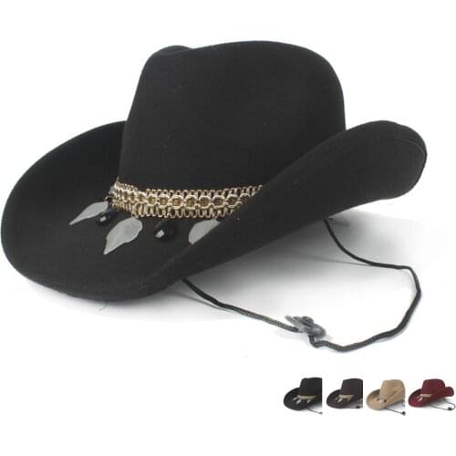 Fashion Women Wool Hollow Western Cowboy Hat Roll-up Brim Lady Outblack Sombrero Hombre Jazz Cap