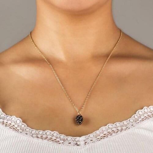 Fashion Pine Nut Plant Specimen Pendant Necklace For Women Metal Choker Acorn Pinecone Chain Necklace Jewelry Accessories Gift