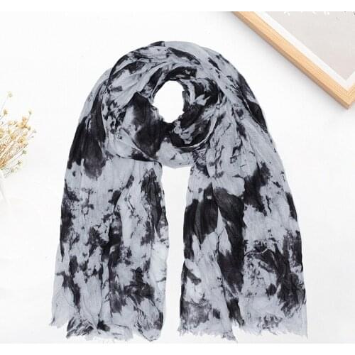 2021 Fashion Soft Ombre Tie-dye Print Fringe Scarves Shawls Women Long Ripple Scarf Wrap Hijab Free Shipping