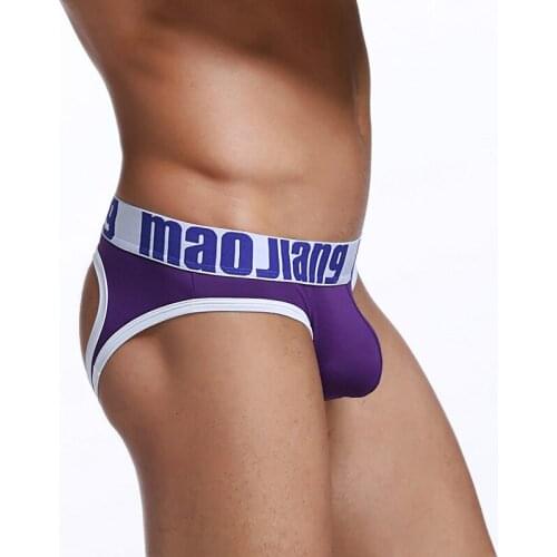 Underwear brief ice silk comfortable breathable triangle underwear brief open back lingerie homme sexy gay men clothes backless