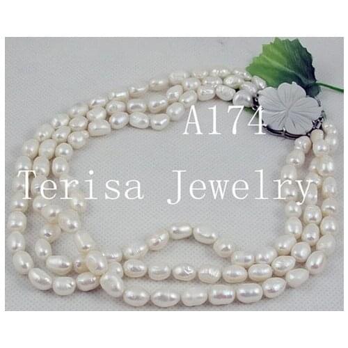 Charming Real Pearl Jewellery Genuine Freshwater Pearl Necklace Shell Flower Clasp Perfect Wedding Chirstmas Women Gift