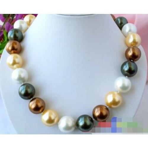 P1345 HUGE 18" 16MM ROUND multicolor SOUTH SEA SHELL PEARL NECKLACE @^Noble style Natural Fine jewe FREE SHIPPING