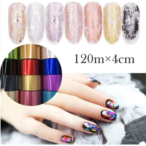 120m*4cm Holographic Matte Starry Sky Pure Color Nail Art Transfer Foil Holographic Silver Gold Nail Design Transfer Sticker