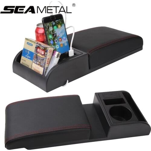 Car Armrest Pad Interior Central Control Armrests PU Leather Elbow Rest Cushion Storage Bag Universal Vehicle Armrest Mats Goods