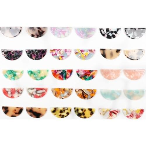 Tortoise Shell Earring Charms,Acetate Acrylic Beads,Half Round Shaped Pendant,Semicircle Connectors 1Hole,Earring Parts-ACE278