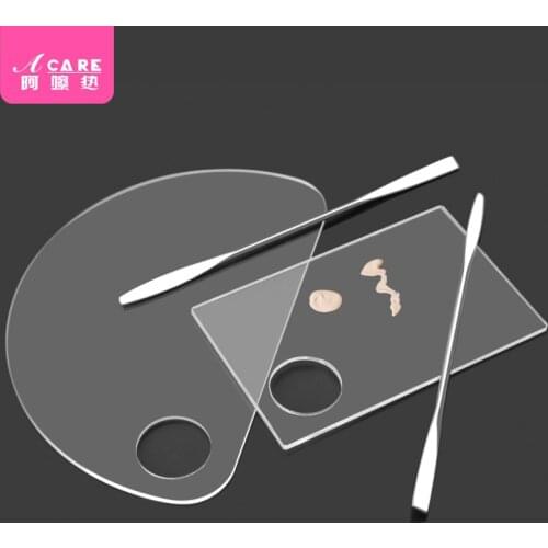 Transparent Watercolor Palette Makeup Palette Adjusting Tool Round/Square Shape Oil Painting Mixer with Spatula Nail Art Salon