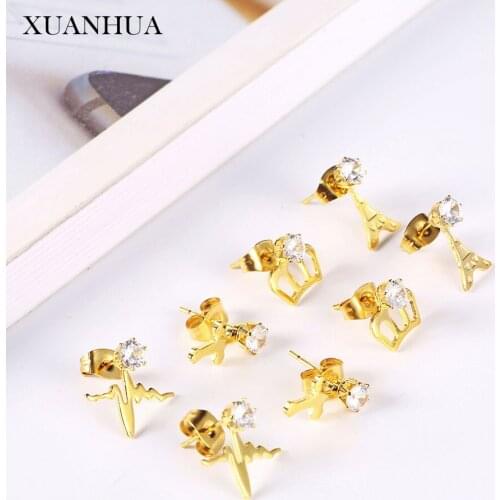 XUANHUA Charm Stud Earrings Stainless steel Jewelry Woman Vogue 2019 Unusual goods Fine Jewelry Accessories Wholesale lots bulk