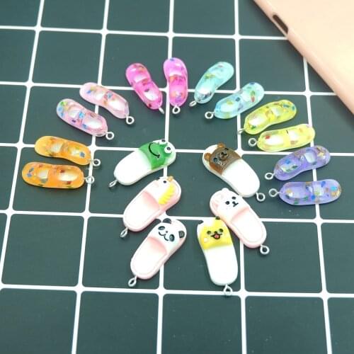 Resin flip flop shoes pendant charm for DIY decoration bracelets necklace earring key chain Jewelry Making custom lucky charm