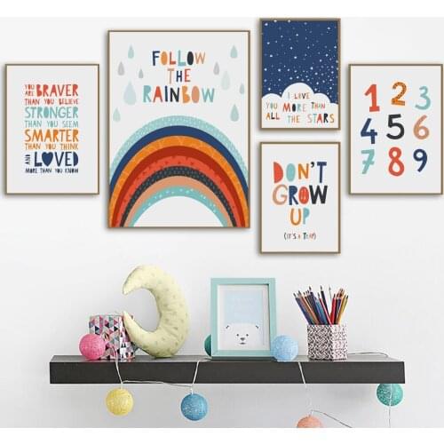 Nordic Cartoon Number English Letter Canvas Painting Nordic Posters and Prints Wall Art Pictures Boy Playroom Kid Bedroom Decor