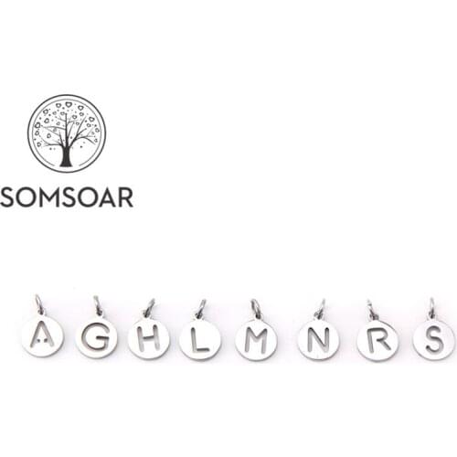 Somsoar 1CM Silvering Stainless Steel Initial Letter Necklace & Personalization hollow out Letter Pendant Wholesale 10pcs/lot