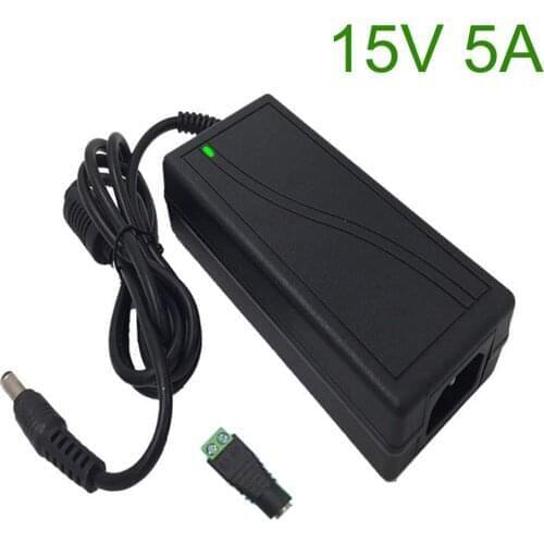 15V5A AC 100V-240V DC 15V 5A Switching Power Supply 15 Volt Universal Power Adapter Transformer LED Lamp AC/DC Charger 5.5-2.5mm