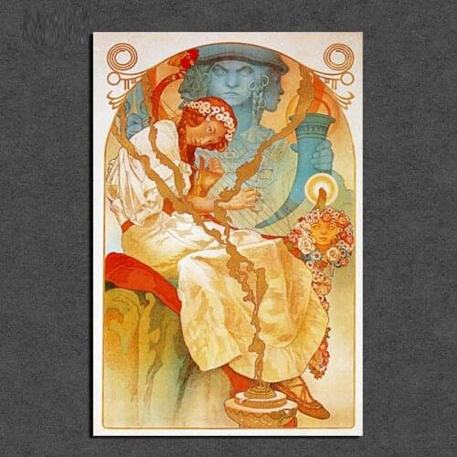 Poster Vintage Alphonse Maria Mucha Canvas Painting Print Living Room Home Decor Modern Wall Art Oil Painting Posters Picture