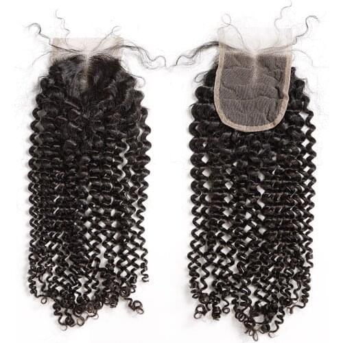 WIGIRL 8-20 Inches Kinky Curly 4x4 Lace Closure Free/Middle Part 100% Human Remy Hair With Baby Hair Closures Brazilian Hair