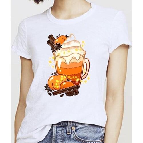Fall Halloween Pumpkin Spice Lovely Cute Graphic Tee Top Tshirt Cartoon Autumn Thanksgiving Women Female Print T-shirt