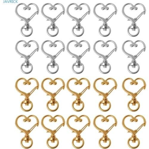10Pcs Metal Swivel Lobster Clasp Snap Hook Heart Shape Keychain Jewelry Findings