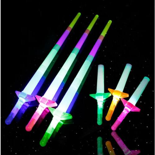 LED Assorted Colors Glow in the Dark Light Up Kids Swords Expandable Laser Sabers Flashing Neon Party Favors-Batteries Included
