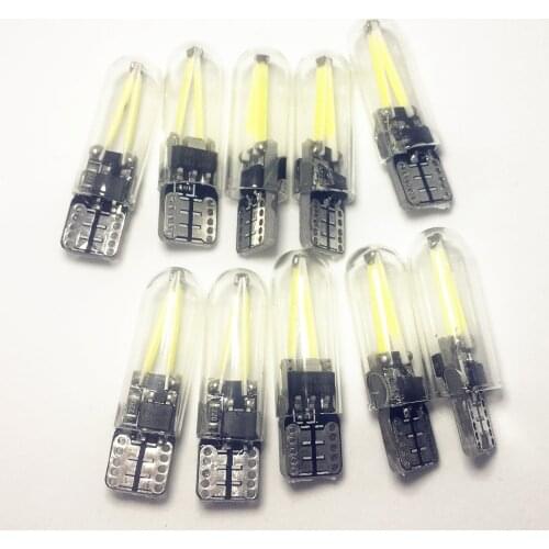 10pcs W5W T10 Led Filament drl Car interior Light White Red Yellow Auto Reading Dome Bulb Lamp Glass 194 168 12v DC car-styling