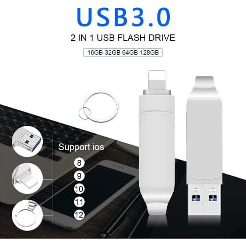 2-In-1 USB3.0 U Disk for Mobile Phone Metal Rotating APPLE
