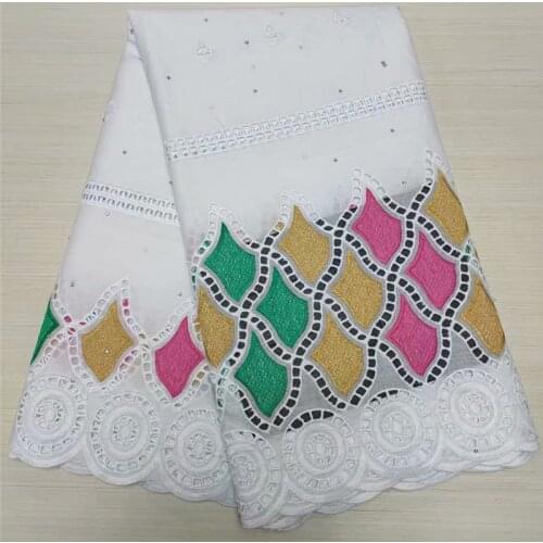 2021 Latest African 100% Cotton Swiss Lace Fabric High Quality Embroidery Swiss Voile Lace in Switzerland for Dress t67-19