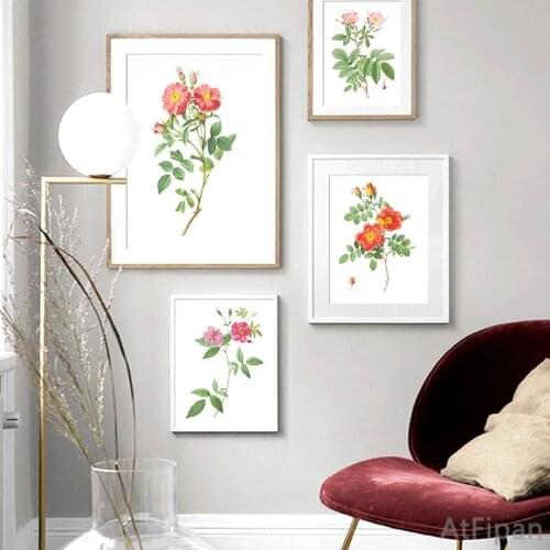 Watercolor Floral Poster Green Plant Leaf Flower Wall Art Canvas Painting Nordic Minimalist Wall Pictures for Living Room Decor