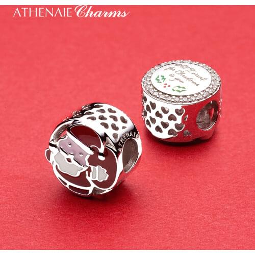 ATHENAIE Christmas Santa Gift 925 Sterling Silver Mixed Enamel Charms Beads for DIY Bracelet Collection Jewelry