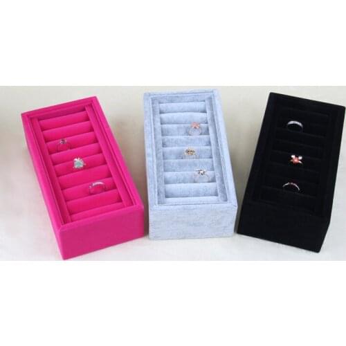 10.3*20 Wholesale Velvet Jewelry Display Tray For Bangle Ring Showcase Stand Holder 8 Rows High Quality