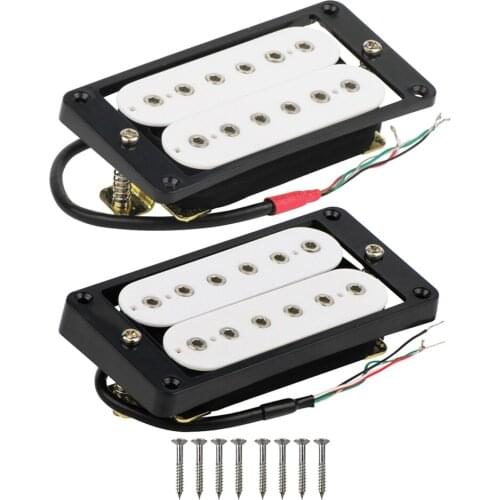 FLEOR Humbucker Guitar Pickup White Neck Bridge Pickup Set with Black Curved Frame