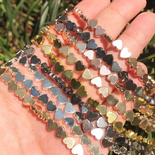 5x6mm Wholesale Love Heart Gold Black Hematite Loose Spacer Beads for Jewelry Making Natural Stone Bead Diy Necklace Bracelet