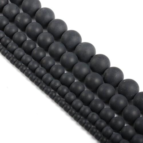 Natural Stone Beads Round Shape Black Matte Polish Onyx Loose Spacer beaded For jewelry making DIY bracelet necklace accessories